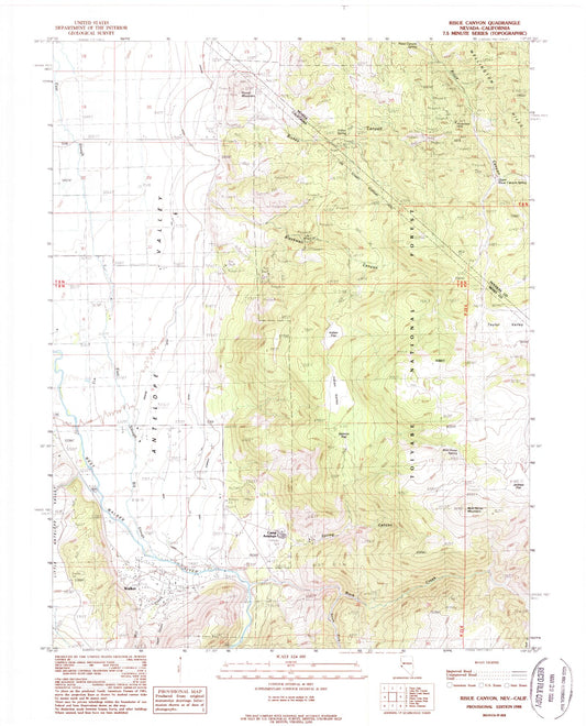 Classic USGS Risue Canyon Nevada 7.5'x7.5' Topo Map Image