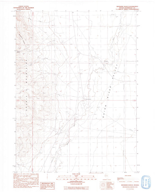 Classic USGS Riverside Ranch Nevada 7.5'x7.5' Topo Map Image