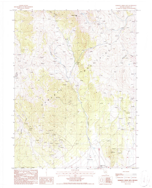 Classic USGS Roberts Creek Mountain Nevada 7.5'x7.5' Topo Map Image