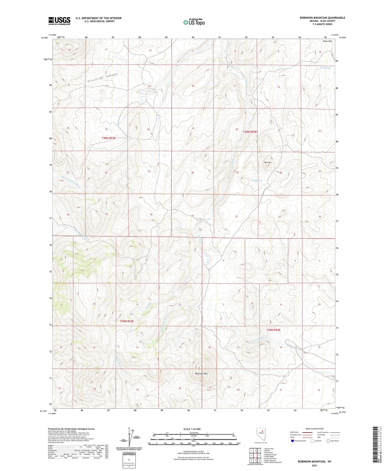 Robinson Mountain Nevada US Topo Map Image