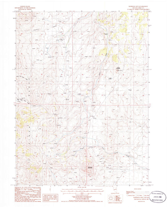 Classic USGS Robinson Mountain Nevada 7.5'x7.5' Topo Map Image