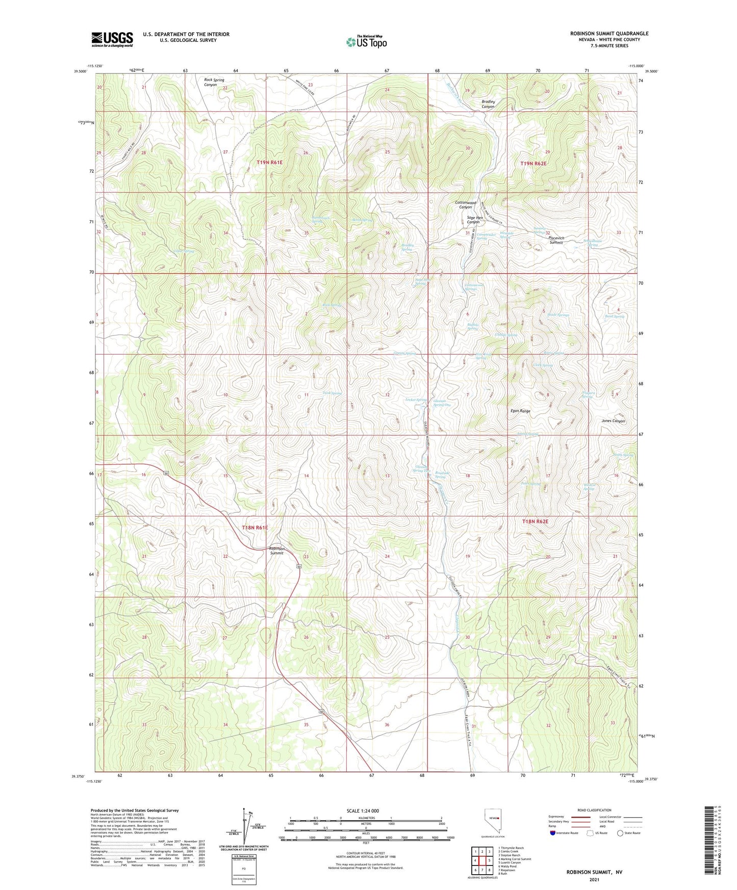 Robinson Summit Nevada US Topo Map Image
