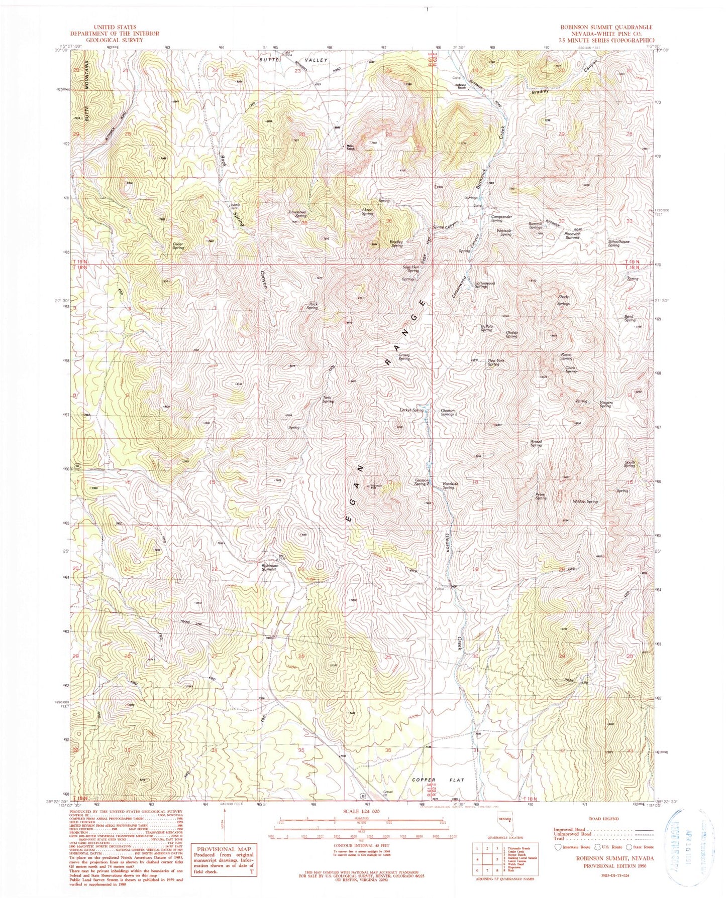 Classic USGS Robinson Summit Nevada 7.5'x7.5' Topo Map Image