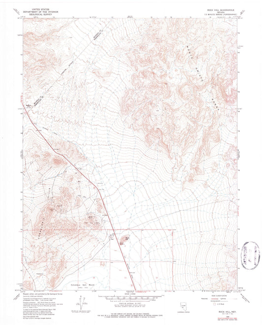 Classic USGS Rock Hill Nevada 7.5'x7.5' Topo Map Image