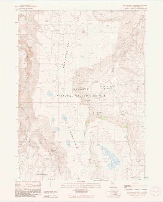 Classic USGS Rock Spring Table Nevada 7.5'x7.5' Topo Map Image