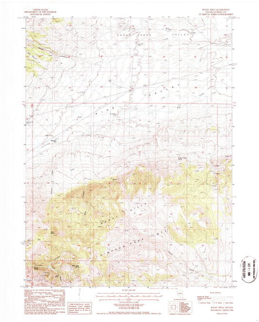 Classic USGS Rocky Hills Nevada 7.5'x7.5' Topo Map Image