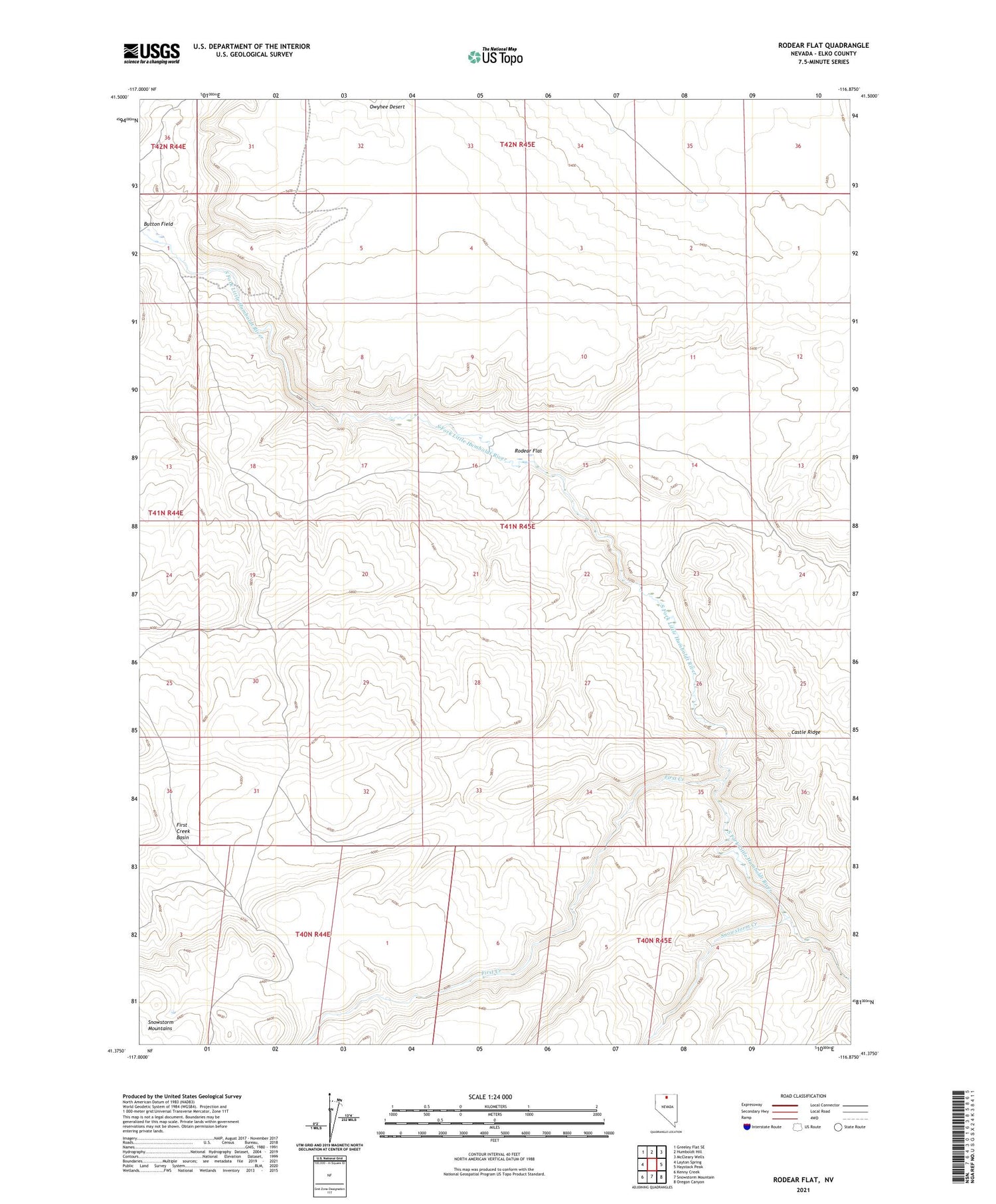Rodear Flat Nevada US Topo Map Image