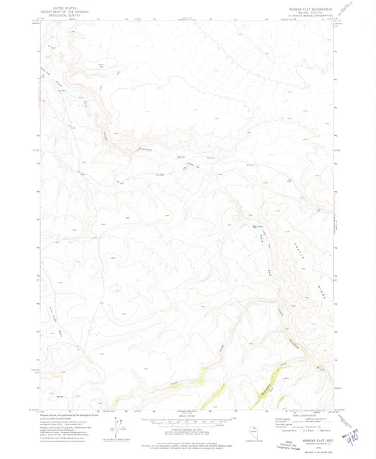Classic USGS Rodear Flat Nevada 7.5'x7.5' Topo Map Image