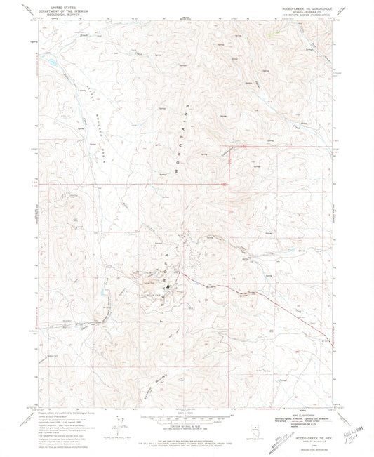 Classic USGS Rodeo Creek NE Nevada 7.5'x7.5' Topo Map Image
