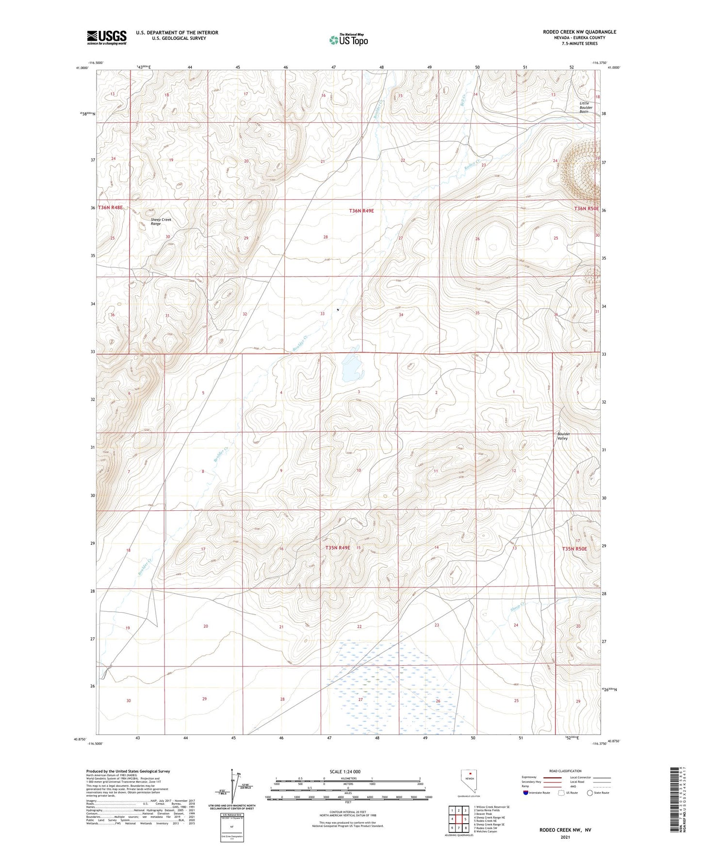 Rodeo Creek NW Nevada US Topo Map Image