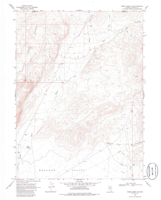 Classic USGS Rodeo Creek NW Nevada 7.5'x7.5' Topo Map Image