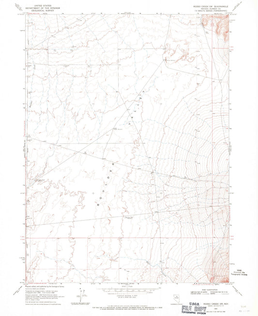 Classic USGS Rodeo Creek SW Nevada 7.5'x7.5' Topo Map Image