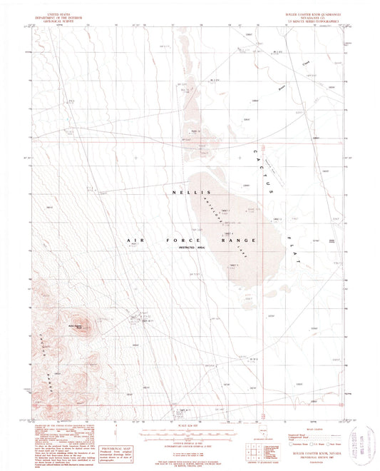 Classic USGS Roller Coaster Knob Nevada 7.5'x7.5' Topo Map Image