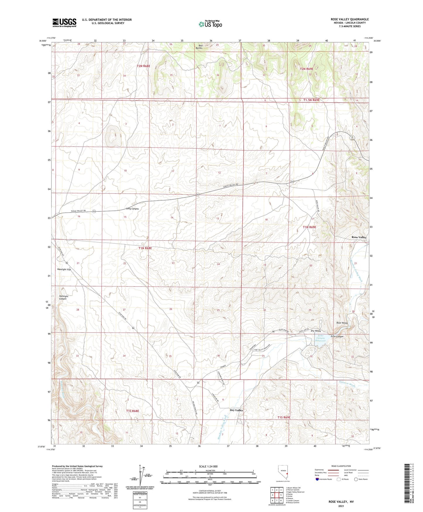 Rose Valley Nevada US Topo Map Image
