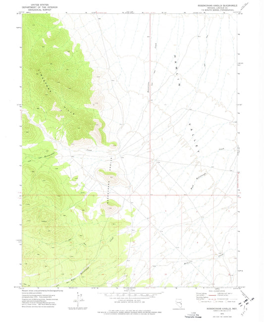 Classic USGS Rosencrans Knolls Nevada 7.5'x7.5' Topo Map Image