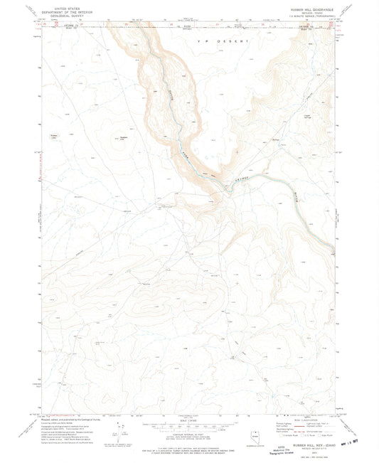 Classic USGS Rubber Hill Nevada 7.5'x7.5' Topo Map Image