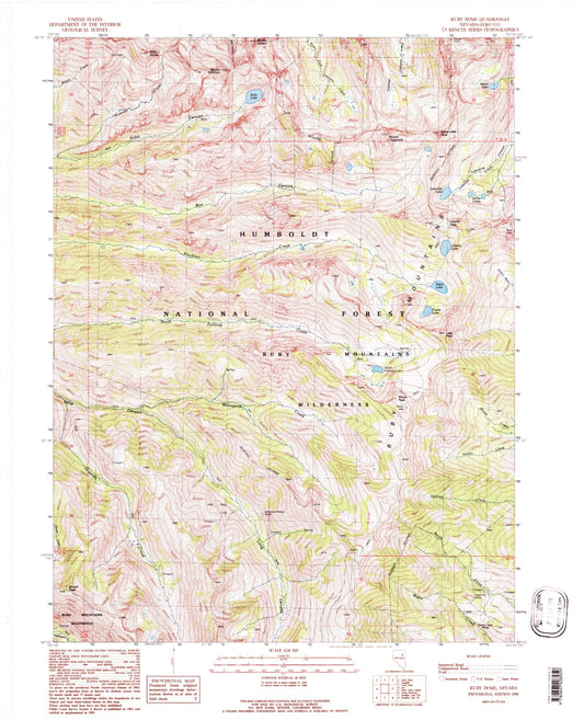 USGS Classic Ruby Dome Nevada 7.5'x7.5' Topo Map Image