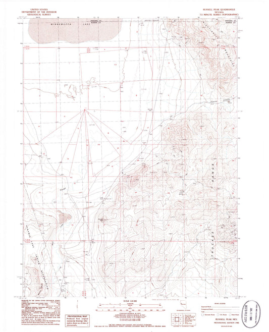 Classic USGS Russell Peak Nevada 7.5'x7.5' Topo Map Image