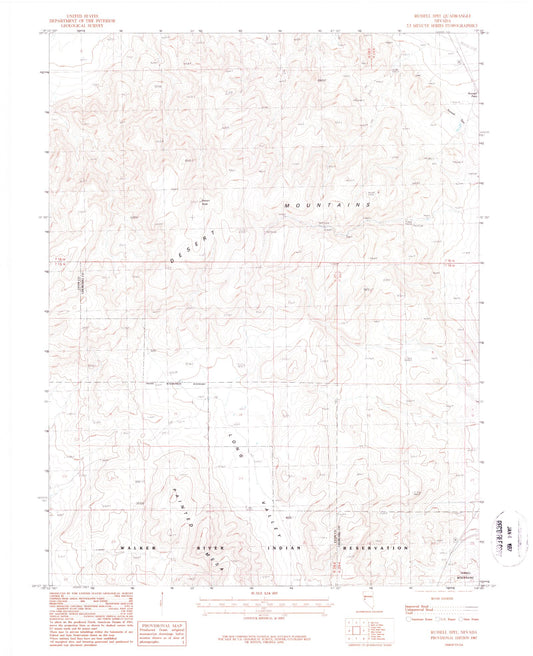 Classic USGS Russell Spit Nevada 7.5'x7.5' Topo Map Image