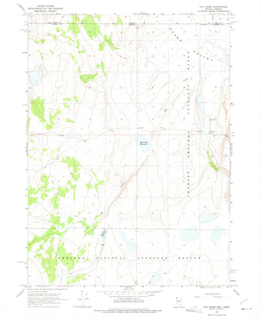 Classic USGS Rye Creek Nevada 7.5'x7.5' Topo Map Image