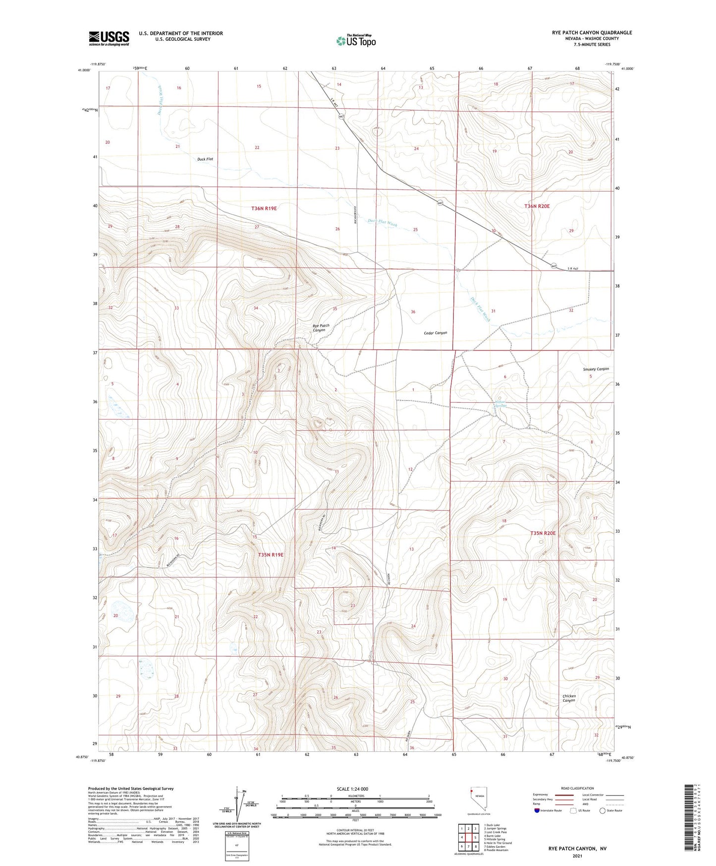 Rye Patch Canyon Nevada US Topo Map Image