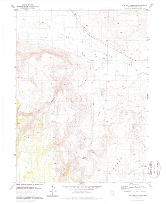 Classic USGS Rye Patch Canyon Nevada 7.5'x7.5' Topo Map Image