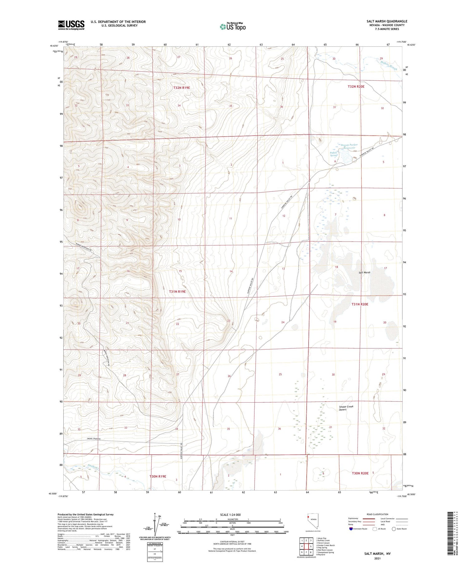Salt Marsh Nevada US Topo Map Image