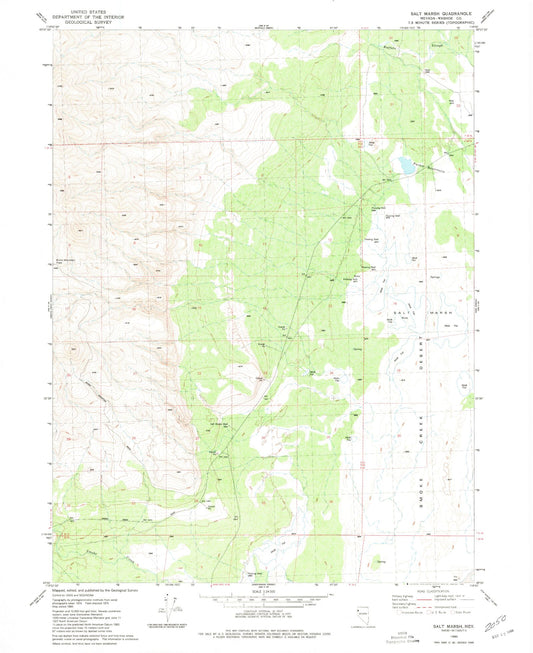 Classic USGS Salt Marsh Nevada 7.5'x7.5' Topo Map Image