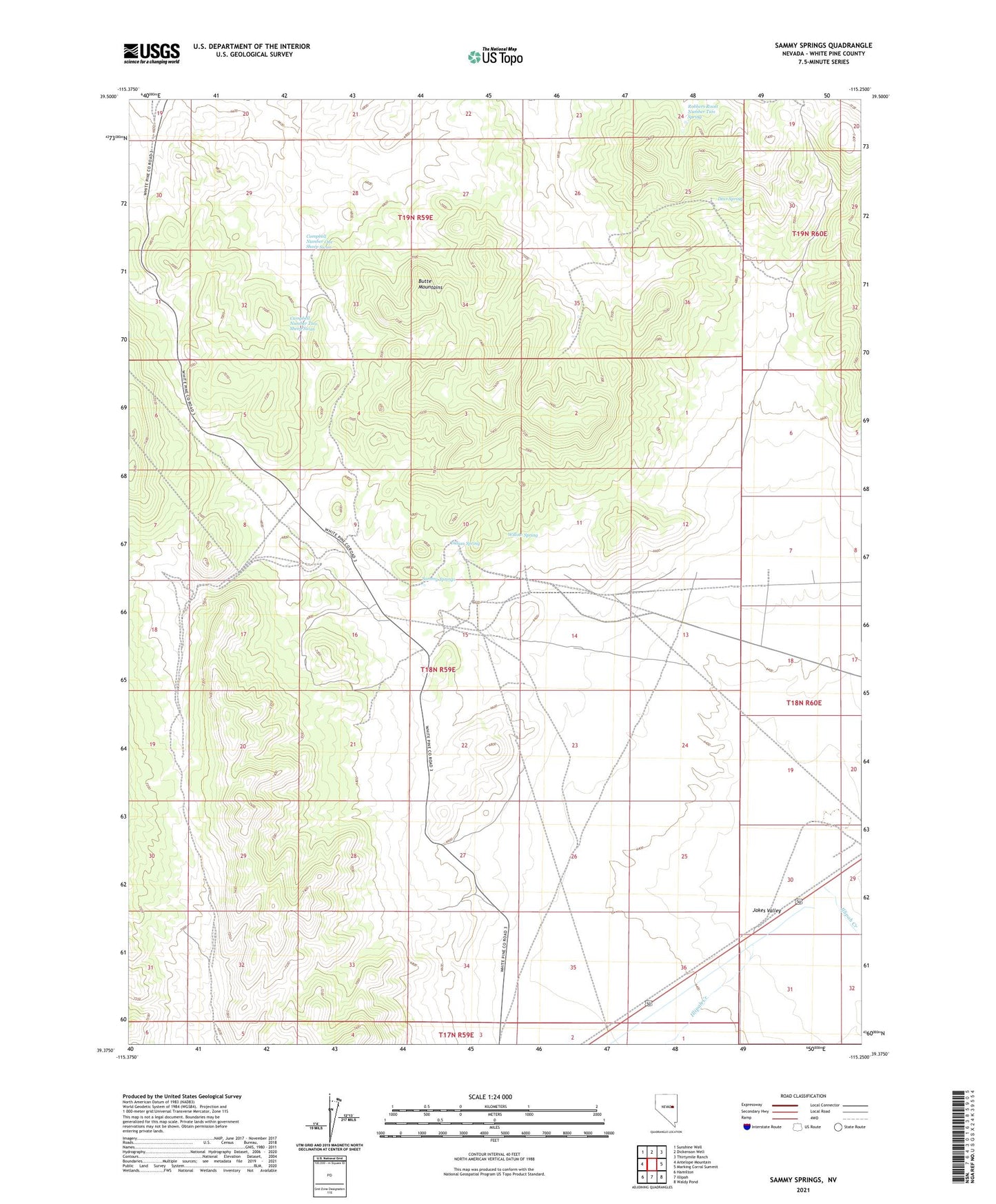 Sammy Springs Nevada US Topo Map Image