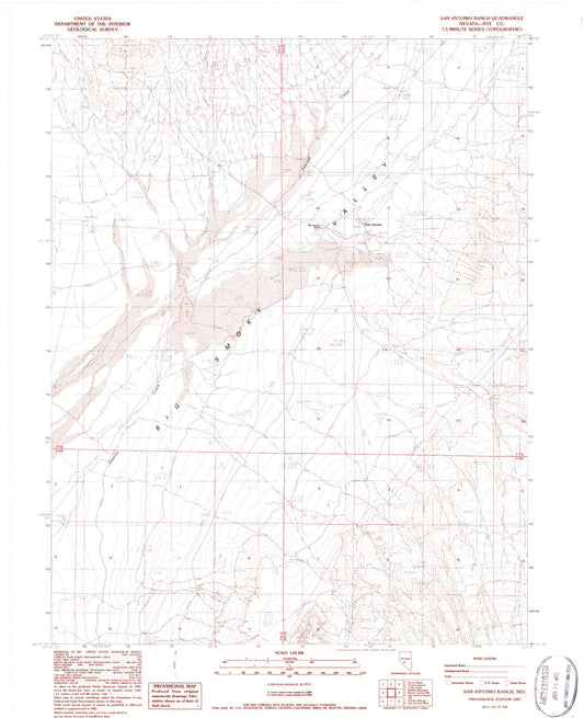 Classic USGS San Antonio Ranch Nevada 7.5'x7.5' Topo Map Image