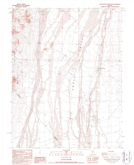 Classic USGS San Antonio Ranch SW Nevada 7.5'x7.5' Topo Map Image