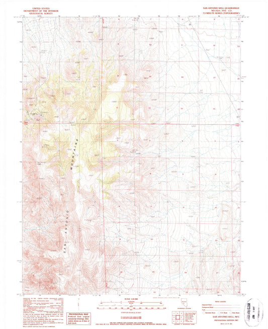 Classic USGS San Antonio Well Nevada 7.5'x7.5' Topo Map Image