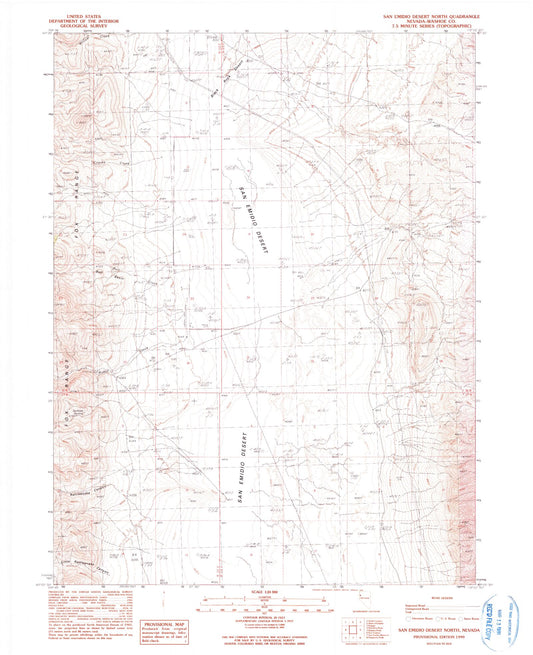 Classic USGS San Emidio Desert North Nevada 7.5'x7.5' Topo Map Image