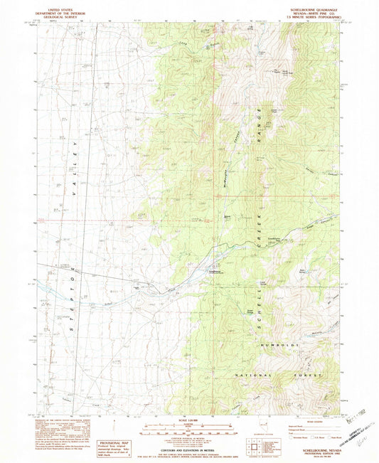 Classic USGS Schellbourne Nevada 7.5'x7.5' Topo Map Image