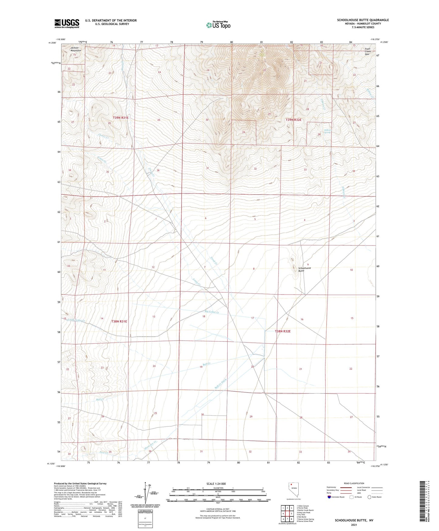 Schoolhouse Butte Nevada US Topo Map Image