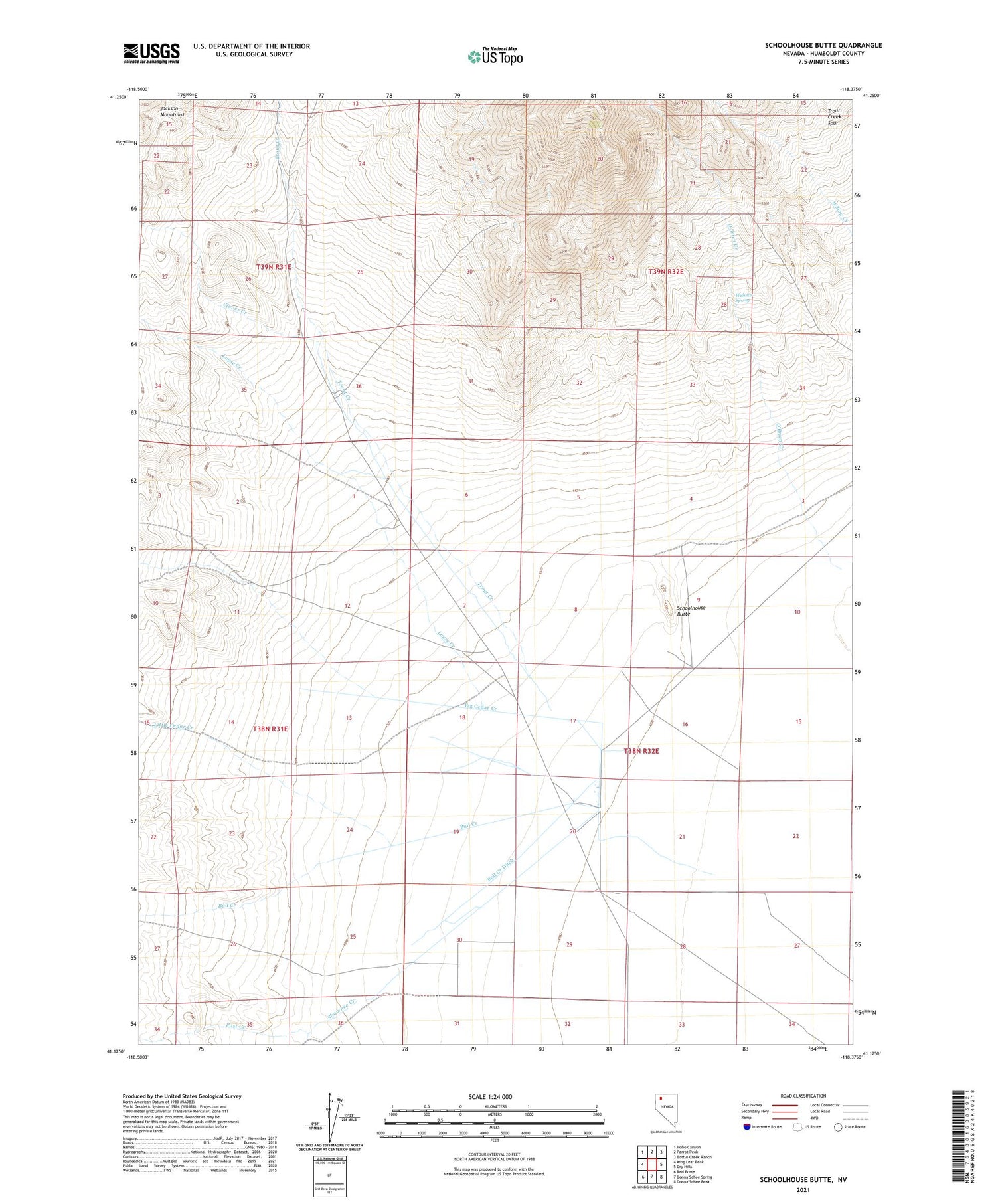 Schoolhouse Butte Nevada US Topo Map Image