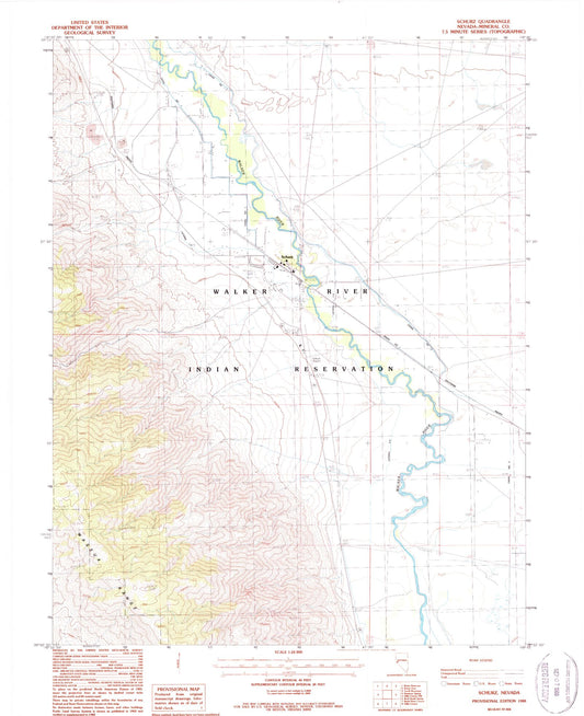 Classic USGS Schurz Nevada 7.5'x7.5' Topo Map Image