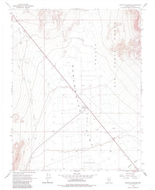 Classic USGS Scottys Junction Nevada 7.5'x7.5' Topo Map Image