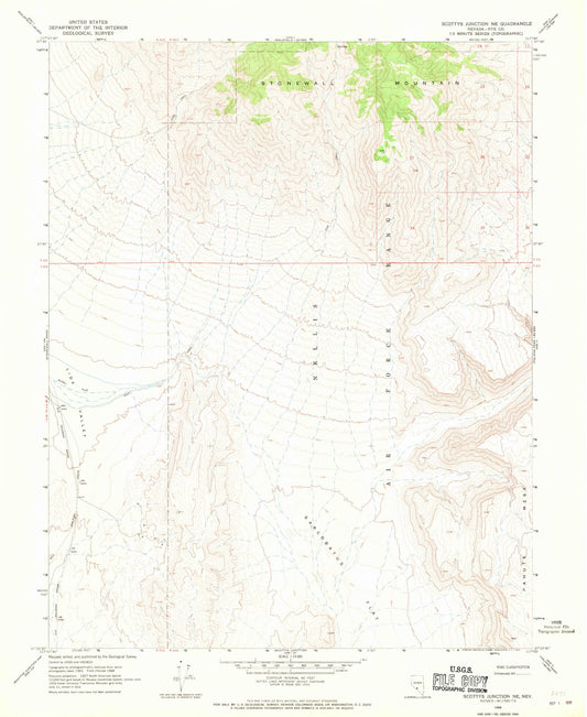 Classic USGS Scottys Junction NE Nevada 7.5'x7.5' Topo Map Image