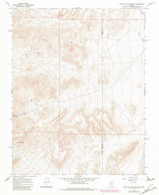 Classic USGS Scottys Junction SW Nevada 7.5'x7.5' Topo Map Image