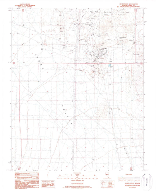 Classic USGS Searchlight Nevada 7.5'x7.5' Topo Map Image