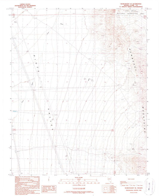 Classic USGS Searchlight SE Nevada 7.5'x7.5' Topo Map Image