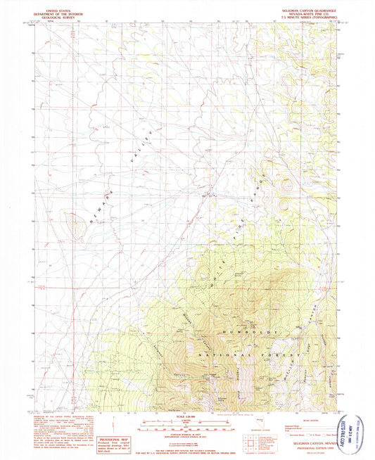 Classic USGS Seligman Canyon Nevada 7.5'x7.5' Topo Map Image