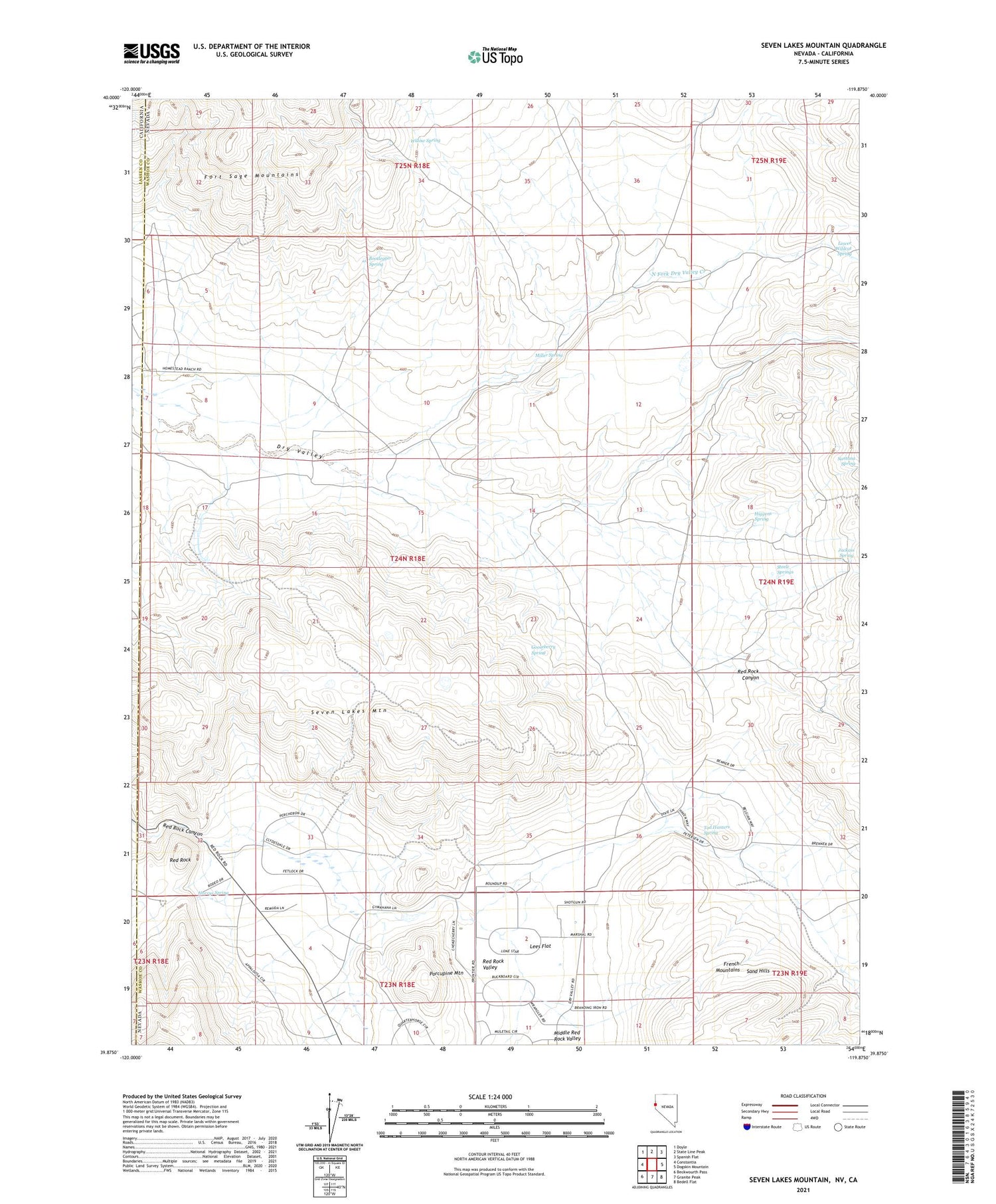 Seven Lakes Mountain Nevada US Topo Map Image