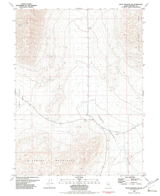 Classic USGS Seven Troughs NW Nevada 7.5'x7.5' Topo Map Image