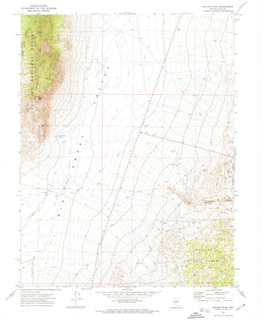 Classic USGS Seyler Peak Nevada 7.5'x7.5' Topo Map Image