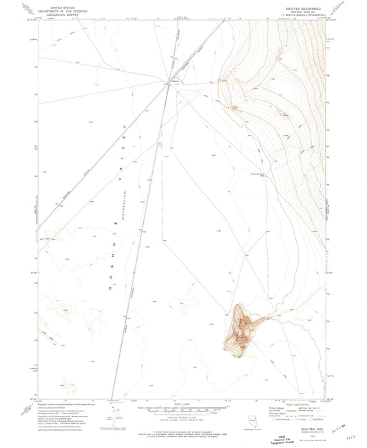 Classic USGS Shafter Nevada 7.5'x7.5' Topo Map Image