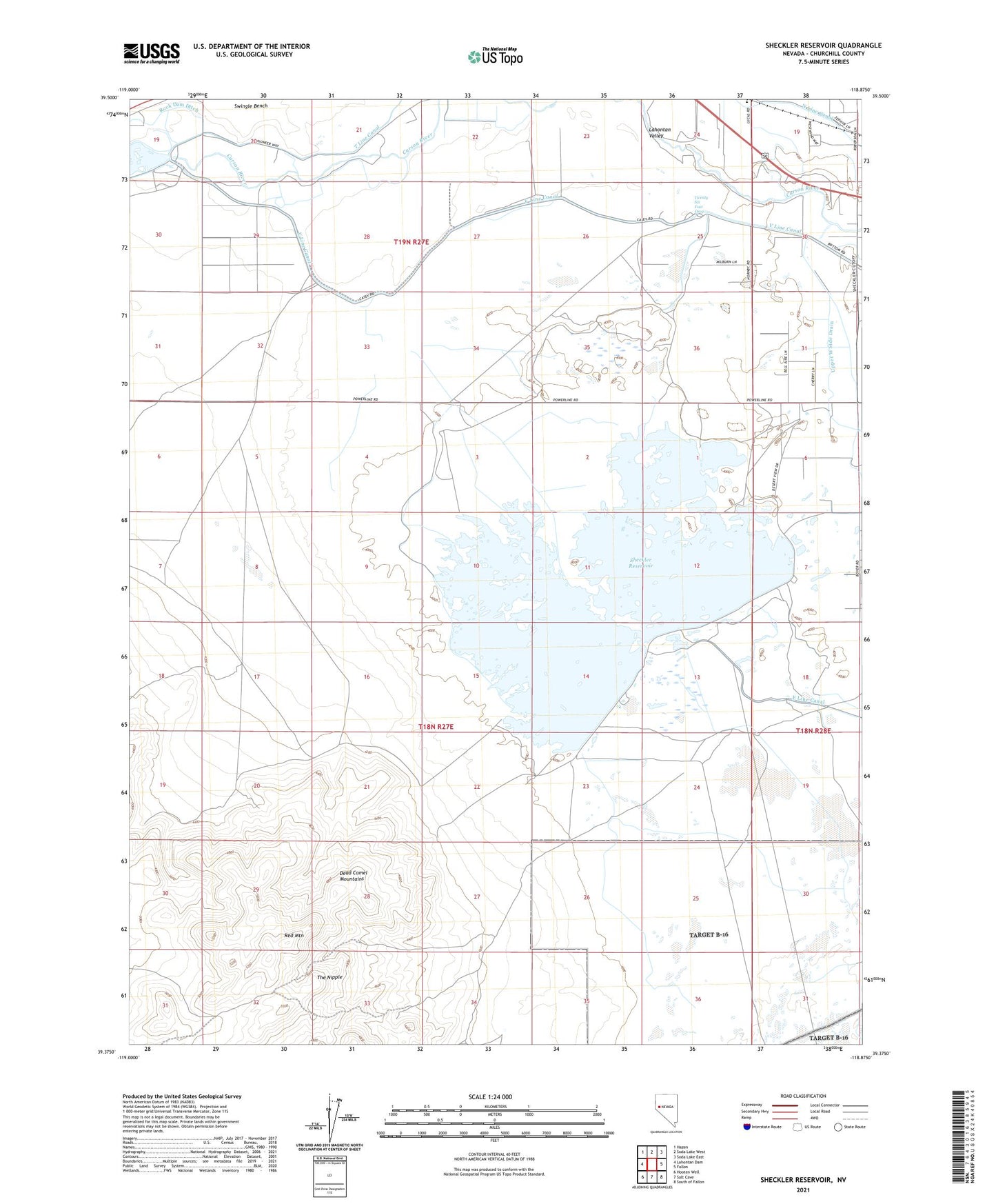 Sheckler Reservoir Nevada US Topo Map Image