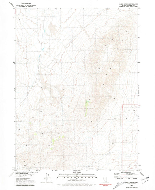 Classic USGS Sheep Spring Nevada 7.5'x7.5' Topo Map Image