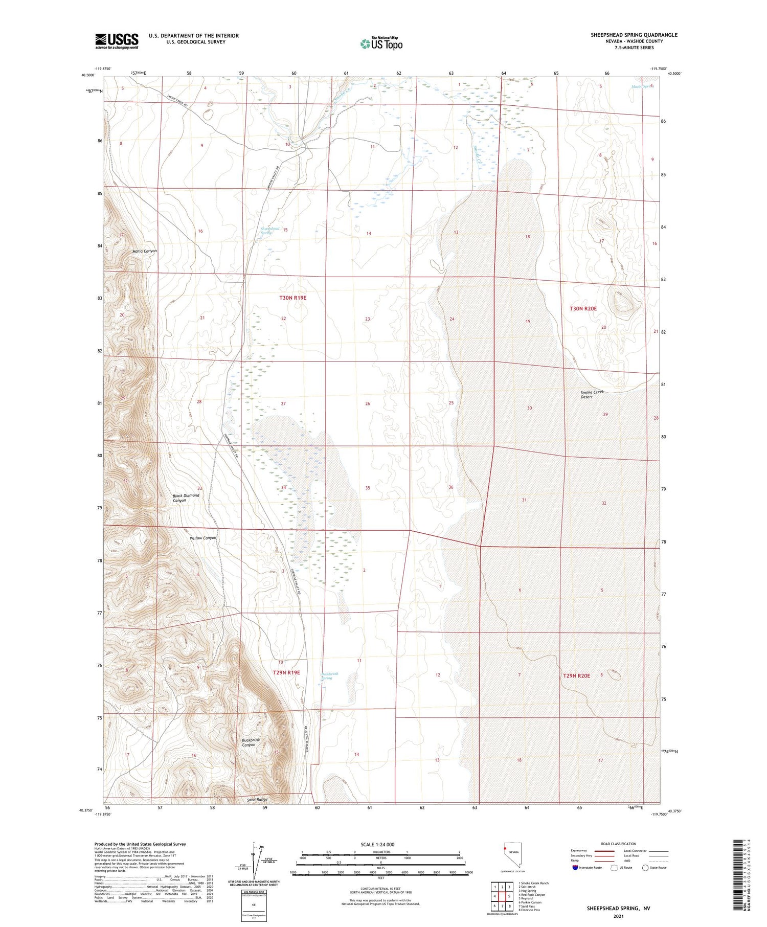 Sheepshead Spring Nevada US Topo Map Image